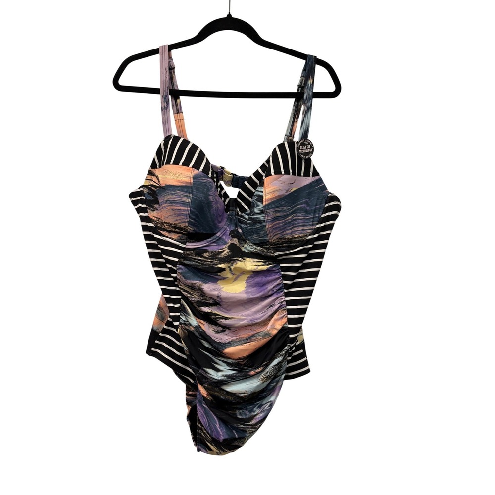 Torrid One Piece Swimsuit 3 D/DD NEW Shoreline Marble Underwire Padded